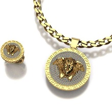 set 9 pendant ring jewelry diamond jewellery silver gold 3dprint fashion printable christmas madusa versace necklace 3d print model - Mito3D