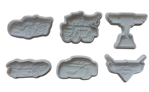 set cars cutter + stamp cutting disney pixar mcqueen mate seal kitchen cook 3d print model - Mito3D