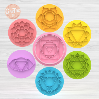 set chakras many measurements cutter stamp cookie yoga body mind seal mass cookies cold porcelain ceramics 3d print model - Mito3D