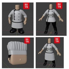 conjunto chefe cozinha corpos personalizadas pop arte funko 3d print model - Mito3D