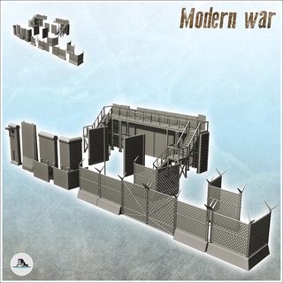 set concrete block fence barrier fortified position 2 - cold era modern warfare conflict world war 3 afghanistan iraq yugoslavia Game wargaming architecture tabletop miniatures scenery wargame game terrain house accessories europe flames ukraine contempory dead yankee crisis zombie 3d print model - Mito3D