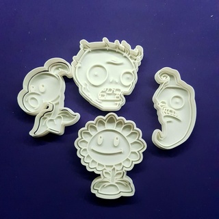 set cookie cutters plants zombies cookies cutter cutting mold sunflower plant jalape chili 3d print model - Mito3D