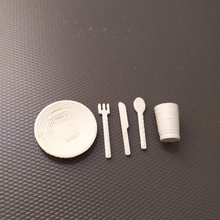 set cubiertos tenedor cuchillo cuchara + plato vaso 3d print model - Mito3D