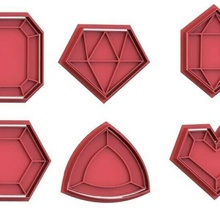 set cutter + gem marker cookie fondant marzipan gems diamonds minis jewellery valentine's day gift little love friendship 3d print model - Mito3D