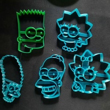 set cutter simpsons + donut x7 cookie family marge lisa homer bart cutting mould 3d print model - Mito3D