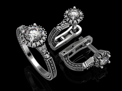 impostato orecchino squillare 4 gioielleria Stampa 3dprinted stampabile anelli design gioiello d'oro moda stampa oro prototipazione argento nozze orecchini donne 3d print model - Mito3D