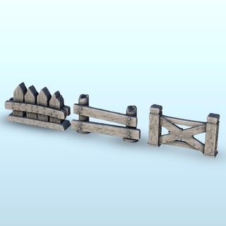 set fences 1 - hobbit dark age medieval terrain lord ring modern architecture house thumbnails building scenery wargame figures game land warhammer games accessories 3d print model - Mito3D