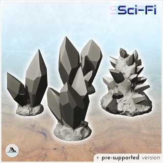 set four crystals ores 4 - future sci-fi sf post apocalyptic tabletop scifi wargaming planetary exploration rpg terrain architecture miniatures scenery wargame game house accessories apocalypse science fiction cyberpunk postapo futuristic mars space star cyborg 3d print model - Mito3D