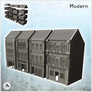 set four modern two-story buildings tile roofs 7 - vietnam war lao cua da nang dong ha hill 937 hue khe sanh building architecture tabletop miniatures scenery wargame game terrain wargaming accessories yankee cold era indochina viet saigon apocalypse conflict team flames 3d print model - Mito3D