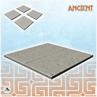 set four urban rectangular paving tiles 6 - ancient classic old archaic historical 28mm 20mm 15mm wargaming architecture tabletop miniatures scenery wargame game terrain house accessories roman greek egyptian age latin antique carthage dba rome greece 3d print model - Mito3D