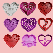 conjunto corazones enamorado san valentin día amor cortadores moldes cortador 3d print model - Mito3D