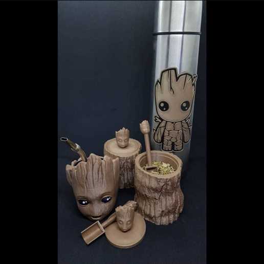 set mate baby groot complete sugar herb art iron man marvel dc mcu dcu avengers cup glass pot tony stark arc reactor mark 2 captain america guardians galaxy 3D print model - Mito3D