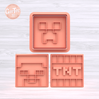 conjunto Minecraft cortador carimbo biscoito foca massa biscoitos frio porcelana cerâmica 3d print model - Mito3D