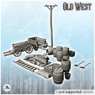 set modern western outdoor accessories carts 1 - cowboy usa america acw american civil war history historical wargaming architecture tabletop miniatures scenery wargame game terrain house wild west desperados texas blackwater gunfight frontier 3d print model - Mito3D