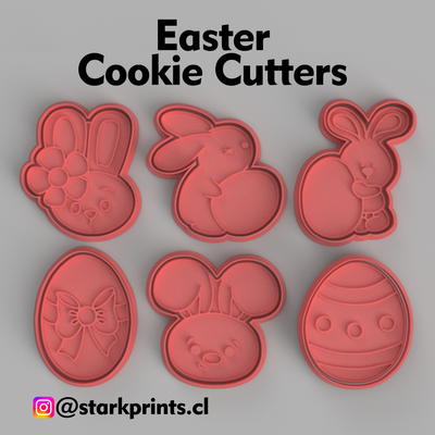 set of 6 easter cookie cutters fondant compatible baking tools accessories 3d print model - Mito3D