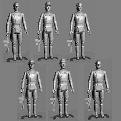 set of 7 vintage star wars kenner-style imperial officer action figures batch 2 game kenner toys 3d print model - Mito3D