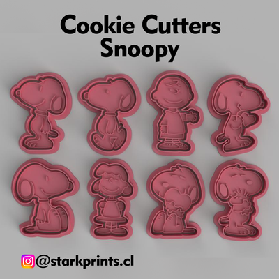 set of 8 snoopy cookie cutters home cutter fondant 3d print model - Mito3D