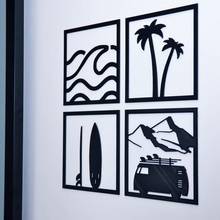 set decorazione a rilievo di immagini fotogrammi art surf tabella van palma mare la casa industriale nero 3d print model - Mito3D