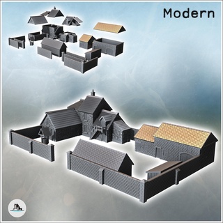 set rural farm multiple buildings barn well stone enclosure walls 12 - modern ww2 ww1 world war diaroma wargaming rpg mini hobby Game building architecture tabletop miniatures scenery wargame game terrain accessories normandy west two contempory flames yankee walking crisis bolt 3d print model - Mito3D