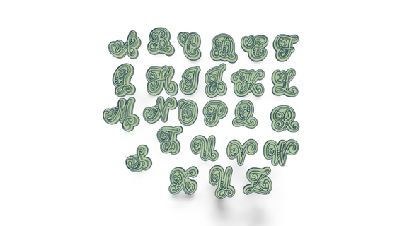 conjunto sellos sello B C amor letras abecedario 3d print model - Mito3D