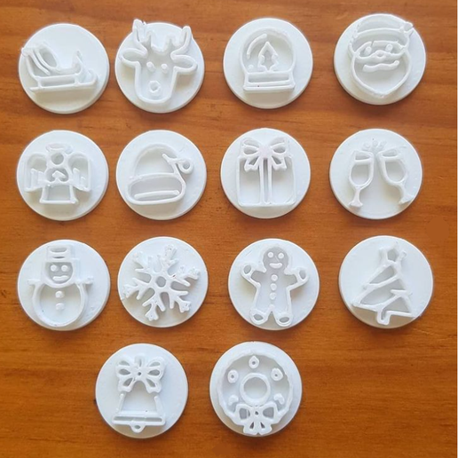 conjunto sellos motivos navide os masas fondant arcilla galletas ceramica navidad Navidad 3D print model - Mito3D