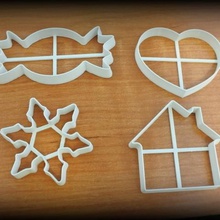 set simple christmas cutters home cookie cutter decoration kitchen household 3d print model - Mito3D