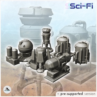 set six futuristic industrial machines 7 - future sci-fi sf post apocalyptic tabletop scifi wargaming planetary exploration rpg terrain architecture miniatures scenery wargame game house accessories apocalypse science fiction cyberpunk postapo mars space star cyborg 3d print model - Mito3D