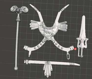 ensemble squelette pectoral baculo pagne épée motu Jeu he man Maître univers ancien action figure 3d print model - Mito3D