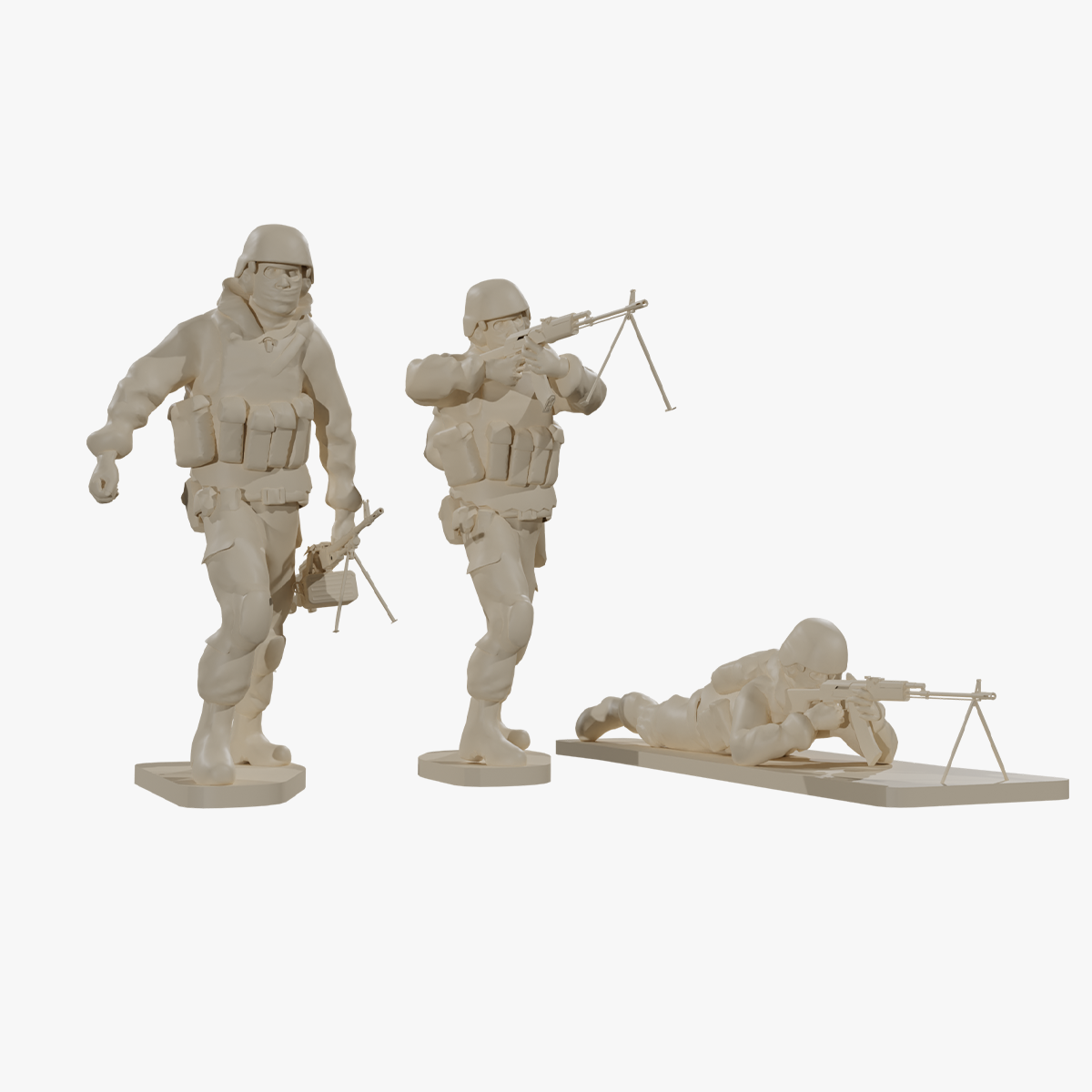 ensemble soldats pose machine artilleurs militaire armée Assemblée russe loisir guerre Panzer jouet soldat pkm rpk 3D print model - Mito3D