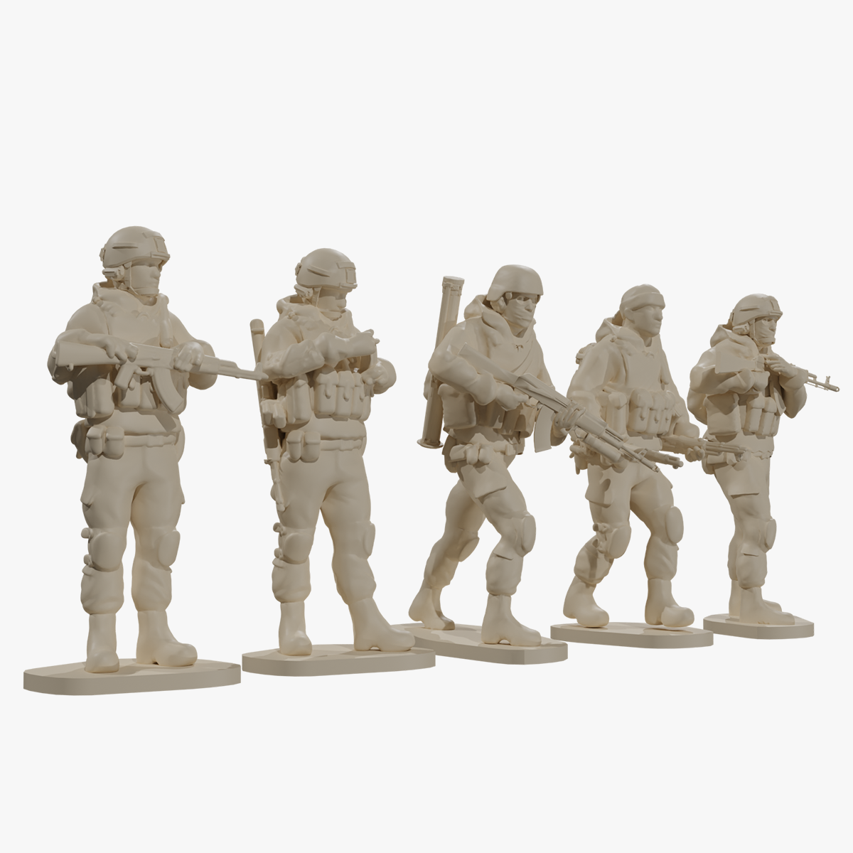 conjunto soldados poses tirador pak 2 militar Ejército montaje mbt ruso pasatiempo guerra blindado juguete soldado rpk pkm 3D print model - Mito3D