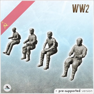 set soviet aircraft pilots equipment cockpit 20 - pre-supported version included army ww2 world east ostfront Game scenery figure statue miniatures resin character rpg terrain diaroma mini urss red eastern stalingrad second war 3d print model - Mito3D