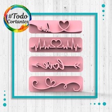 set stamps love valentines valentine's day heart happy cutting cutter seal stamp cookie mass 3d print model - Mito3D