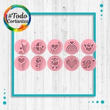 Ayarlamak pullar Aşk sevgililer gün kalp mutlu kesme kesici mühür pul kurabiye kitle 3d print model - Mito3D