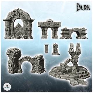 set stone decorations dungeon bridge throne totem arch 15 - medieval gothic feudal old archaic saga 28mm 15mm Game wargaming hobby tabletop miniatures scenery wargame game terrain architecture accessories middle age dark city war traditionnal fantasy european village 3d print model - Mito3D