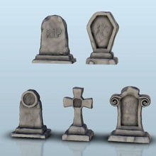 set tombstones - warhammer resin fdm age sigmar bolt action terrain miniatures scenery 28mm 32mm 15mm architecture house thumbnails building wargame figures game land dungeon fantasy games accessories 3d print model - Mito3D