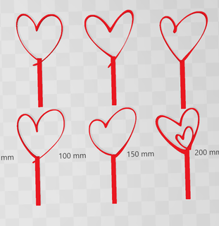 set toppers hearts topper cake birthday complies 3d print model - Mito3D