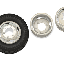 set truck wheels tires dual rear semi scale model car parts vehicle wheel 3d print model - Mito3D