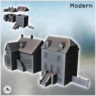 set two houses sword beach ouistreham normandy france - modern ww2 ww1 world war diaroma wargaming rpg mini hobby building architecture tabletop miniatures scenery wargame game terrain accessories west contempory flames yankee walking crisis bolt 3d print model - Mito3D