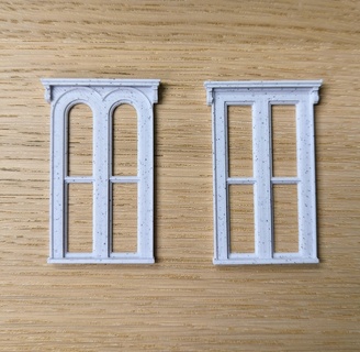 set two matching victorian windows corbels window model mini architecture components elements scenery terrain house 3d print model - Mito3D
