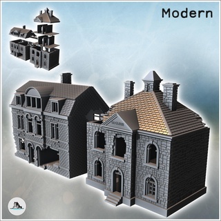 set two ruined norman village buildings 3 - modern ww2 ww1 world war diaroma wargaming rpg mini hobby building architecture tabletop miniatures scenery wargame game terrain accessories normandy west contempory flames yankee walking crisis bolt 3d print model - Mito3D