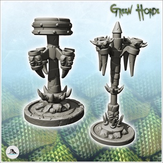 set two torch target markers 5 - ork green horde fantasy beast chaos demon ogre building architecture tabletop miniatures scenery wargame game terrain house accessories orc warrior rings lotr medieval orcus evil savage waaagh grunt 3d print model - Mito3D