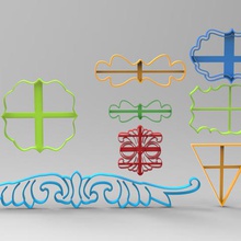 set 8 vintage cookie cutter various frames wings banderin retro fondant birthday parties blissful 3d print model - Mito3D