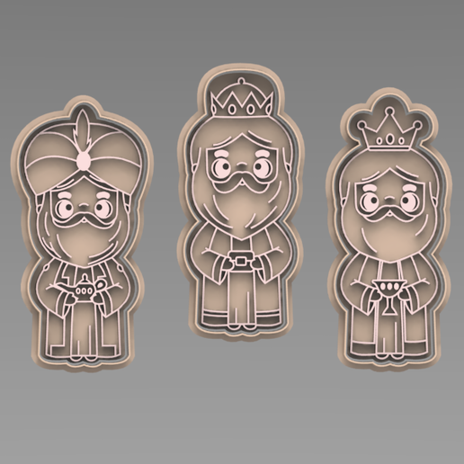 set wizard biscuit cutters cookie cutter fondant marker marzipan merry christmas wise men january 6th gaspar merlchor balthazar 3D print model - Mito3D