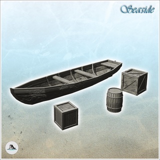 set wooden boats crates barrels 7 - pirate jungle island beach piracy caribbean medieval skull renaissance building architecture tabletop miniatures scenery wargame game terrain wargaming accessories middle age tropical buccaneers corsairs sea harbour historical modern 3d print model - Mito3D