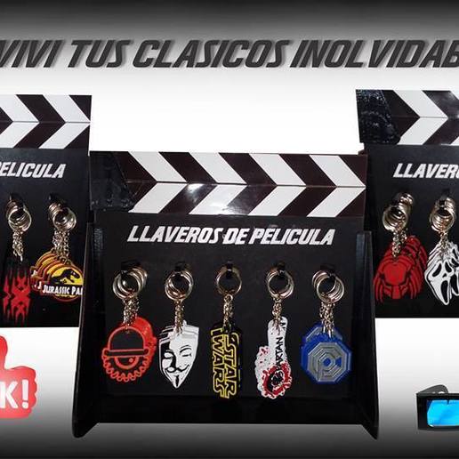 ensemble x20 film classique keychains de travail à la maison divers un trousseau clés anneau porte-clés 007 300 jason maisons fantômes orange mécanique v venddetta star wars jurassic park xxx scream alien godfhater harry potter le parrain gladiator dos avenir ghostbusters mad max prédateur trek jannie resident evil james bond 3D print model - Mito3D