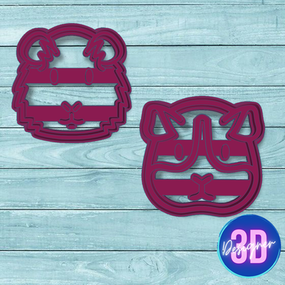 set x2 guinea pigs - cookie cutter home label cutting mass framework cake cakes cupcakes cutters bakery porcelain ceramics clay fondant ballina pastry shop 3d print model - Mito3D