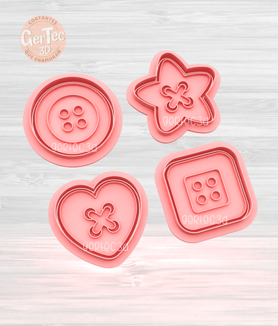 set x4 botones cortador stamp cookie cutter buttons home bot n costura sello masa galletas galletitas porcelana fr a cer mica 3d print model - Mito3D
