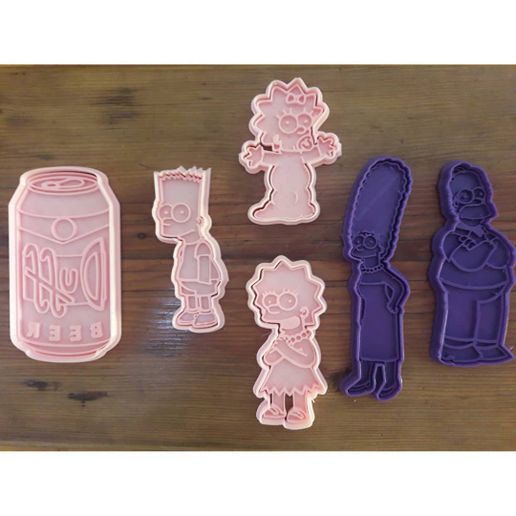set x6 cookie cutter simpsons cutters fondant bakery cookies 3D print model - Mito3D