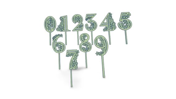 set x 10 numeric numbers toppers cake decoration poster Various 3d print model - Mito3D
