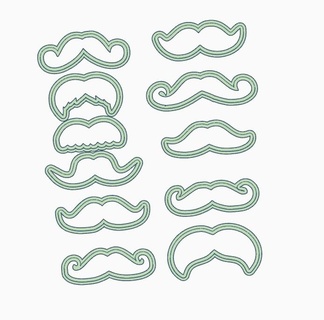 set x 11 father mustache cutters fathers day dad Various 3d print model - Mito3D